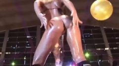 Busty Oiled Milf On Public Show Stage