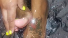 Black Redbone Oily Messy Foot Fetish