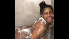 Spicy Nubile In The Shower And Bum Oiled Up!