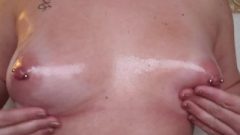Female Plays With Oily Perky Breasts